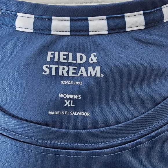 Field & Stream Womens XL Navy Striped Raglan Long Sleeve Performance Gorpcore - Picture 6 of 9